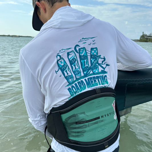 Hooded Kiteboarding 'Board Meeting' Long Sleeve UPF Rash Guard Shirt